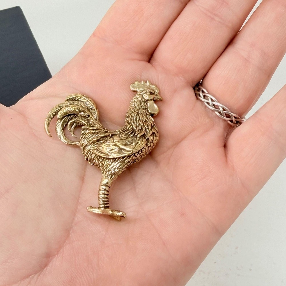Brass Rooster Figurine Confidence Protection Good Luck Spirit Animal Altar Totem